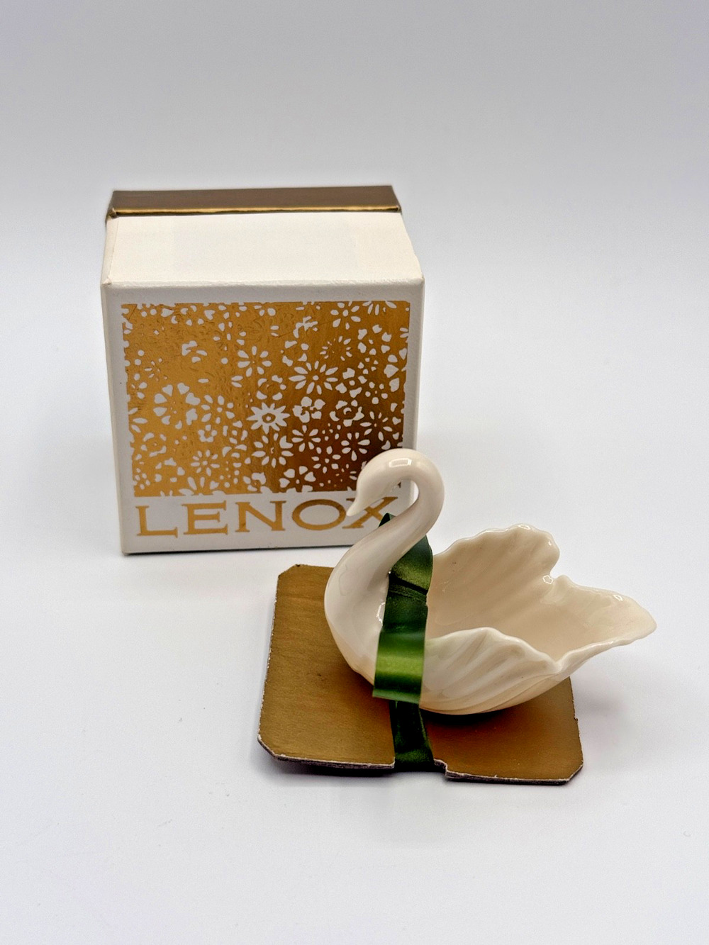 Vintage Lenox To the Bride Swan Ring Dish Ivory Porcelain 2.5" Original Box